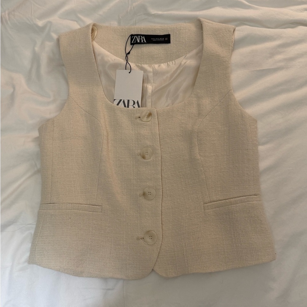 Zara Cream Buttoned Vest